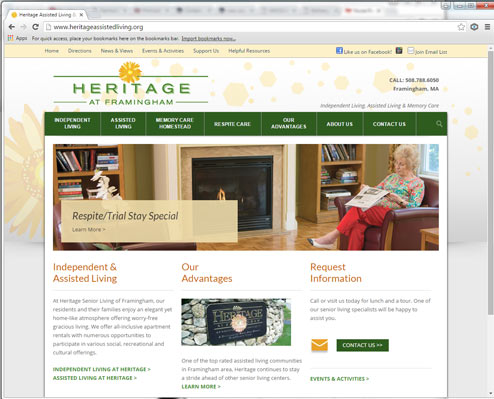 Heritage at Framingham Website